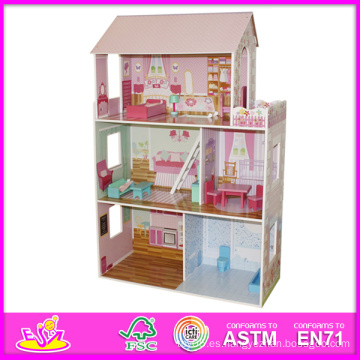 Juguete de los niños 2014, princesa Beartiful Wooden Doll House, juguetes calientes de los niños de la venta, juguetes de alta calidad W06A044 de los niños